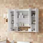 Mueble de baño moderno con 5 estantes ajustables, botiquín de pared, bisagras de cierre suave y diseño de estante abierto, blanco
