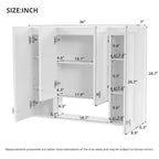 Mueble de baño moderno con 5 estantes ajustables, botiquín de pared, bisagras de cierre suave y diseño de estante abierto, blanco