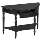 Mesa Consola Media Luna de Granja, Mesa Auxiliar Rústica, Mesa de Sofá para Entrada con Cajón y Estante