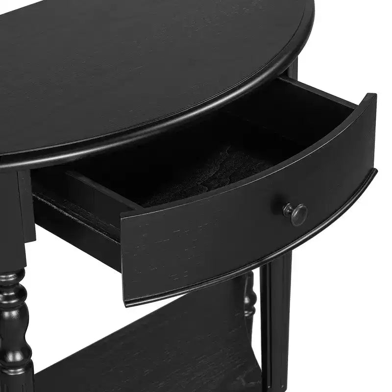 Mesa Consola Media Luna de Granja, Mesa Auxiliar Rústica, Mesa de Sofá para Entrada con Cajón y Estante