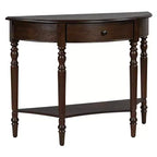 Mesa Consola Media Luna de Granja, Mesa Auxiliar Rústica, Mesa de Sofá para Entrada con Cajón y Estante