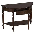 Mesa Consola Media Luna de Granja, Mesa Auxiliar Rústica, Mesa de Sofá para Entrada con Cajón y Estante
