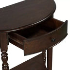 Mesa Consola Media Luna de Granja, Mesa Auxiliar Rústica, Mesa de Sofá para Entrada con Cajón y Estante