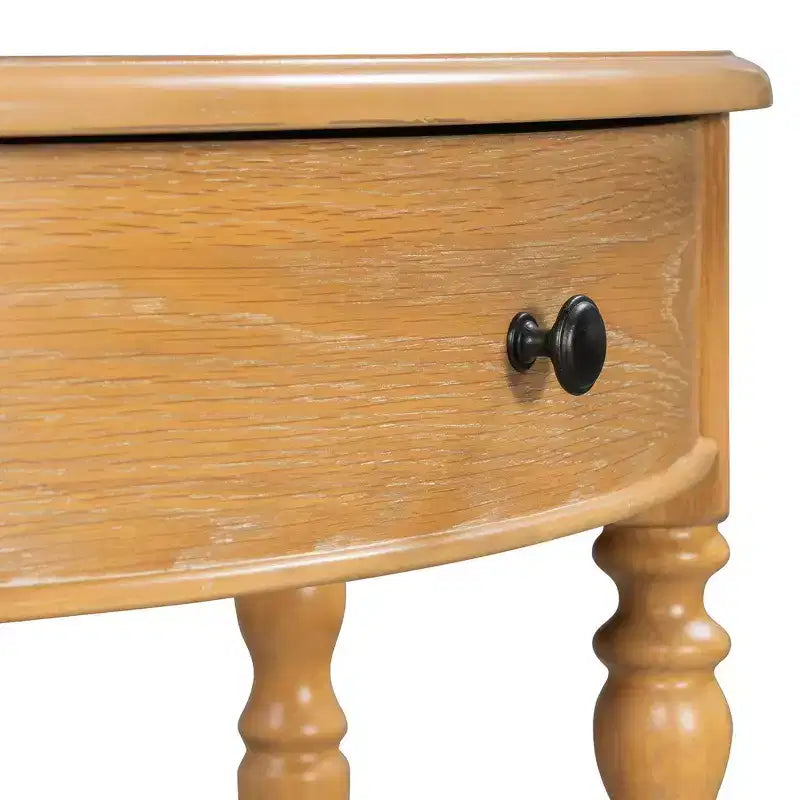 Mesa Consola Media Luna de Granja, Mesa Auxiliar Rústica, Mesa de Sofá para Entrada con Cajón y Estante