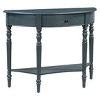 Mesa Consola Media Luna de Granja, Mesa Auxiliar Rústica, Mesa de Sofá para Entrada con Cajón y Estante