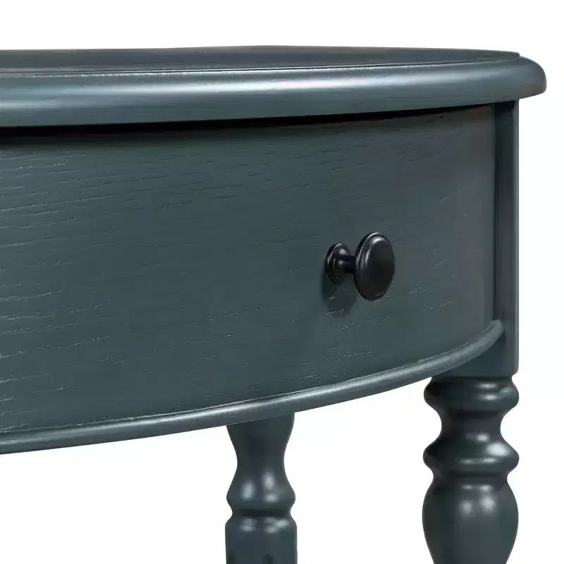 Mesa Consola Media Luna de Granja, Mesa Auxiliar Rústica, Mesa de Sofá para Entrada con Cajón y Estante