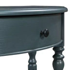 Mesa Consola Media Luna de Granja, Mesa Auxiliar Rústica, Mesa de Sofá para Entrada con Cajón y Estante