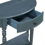 Mesa Consola Media Luna de Granja, Mesa Auxiliar Rústica, Mesa de Sofá para Entrada con Cajón y Estante
