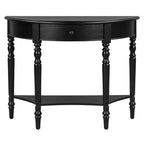 Mesa Consola Media Luna de Granja, Mesa Auxiliar Rústica, Mesa de Sofá para Entrada con Cajón y Estante