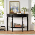 Whisen Farmhouse Half Moon Console Table, Rustic Accent Table, Sofa Table for Entryway with Drawer & Shelf