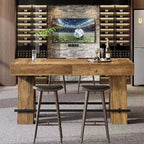 Mesa alta de bar Lantine de 63 pulgadas con reposapiés de metal, mesa de comedor alta para barra de casa, cocina, marrón rústico