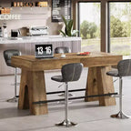Mesa alta de bar Lantine de 63 pulgadas con reposapiés de metal, mesa de comedor alta para barra de casa, cocina, marrón rústico