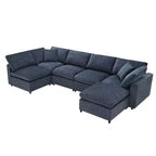 Sofá Cama Nuboso Modular de Chenilla de 6 Piezas con Otomana