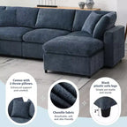 Sofá Cama Nuboso Modular de Chenilla de 6 Piezas con Otomana