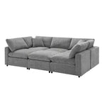 Sofá Cama Nuboso Modular de Chenilla de 6 Piezas con Otomana