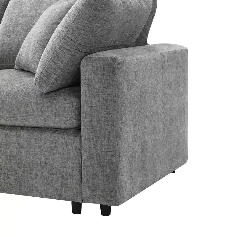 Sofá Cama Nuboso Modular de Chenilla de 6 Piezas con Otomana