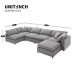 Sofá Cama Nuboso Modular de Chenilla de 6 Piezas con Otomana