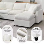 Sofá Cama Nuboso Modular de Chenilla de 6 Piezas con Otomana