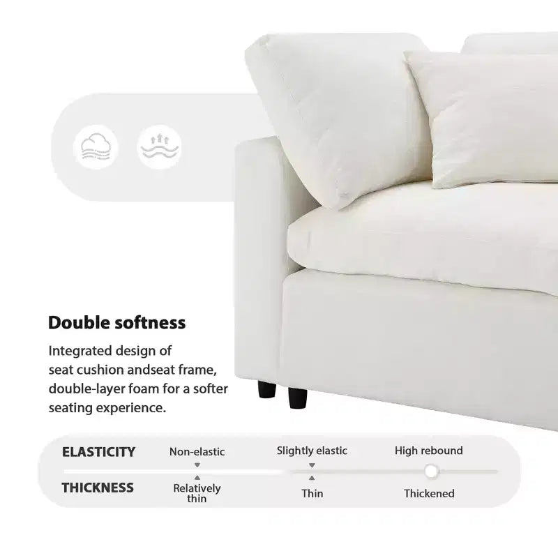 Sofá Cama Nuboso Modular de Chenilla de 6 Piezas con Otomana