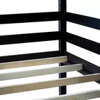 Litera triple de dos plazas con dos escaleras incorporadas y barandillas de protección, litera triple desmontable de madera de caucho de dos plazas