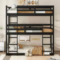 Bellemave Twin over Twin over Twin Bunk Bed with Two Built-in Ladders and Guardrails,Detachable Triple Twin Rubber Wood Bunk Bed