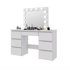 Tocador con espejo y luces, 3 modos de iluminación de colores, mesa de tocador de maquillaje con 4 cajones de almacenamiento, mesa de maquillaje para dormitorio