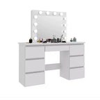 Tocador con espejo y luces, 3 modos de iluminación de colores, mesa de tocador de maquillaje con 4 cajones de almacenamiento, mesa de maquillaje para dormitorio