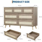 Cómodas de madera para dormitorio con 7 cajones, cómoda ancha moderna para sala de estar, pasillo, cómodas de armario de madera con cajones de ratán