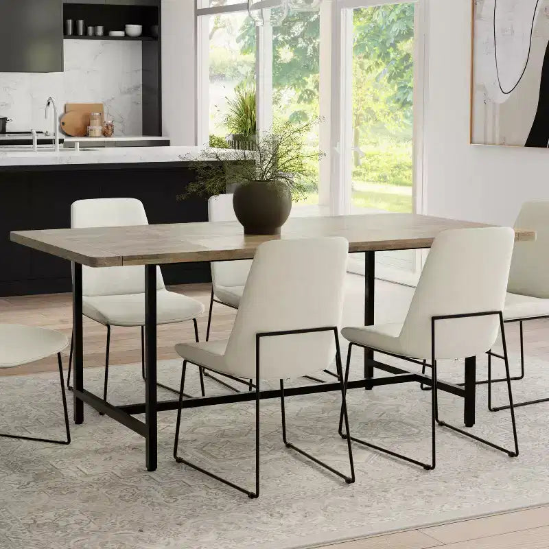 Mesa de comedor rectangular moderna e industrial de 72 pulgadas de ancho Portage Wood & Metal