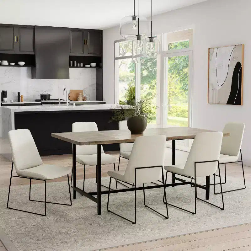 Mesa de comedor rectangular moderna e industrial de 72 pulgadas de ancho Portage Wood & Metal