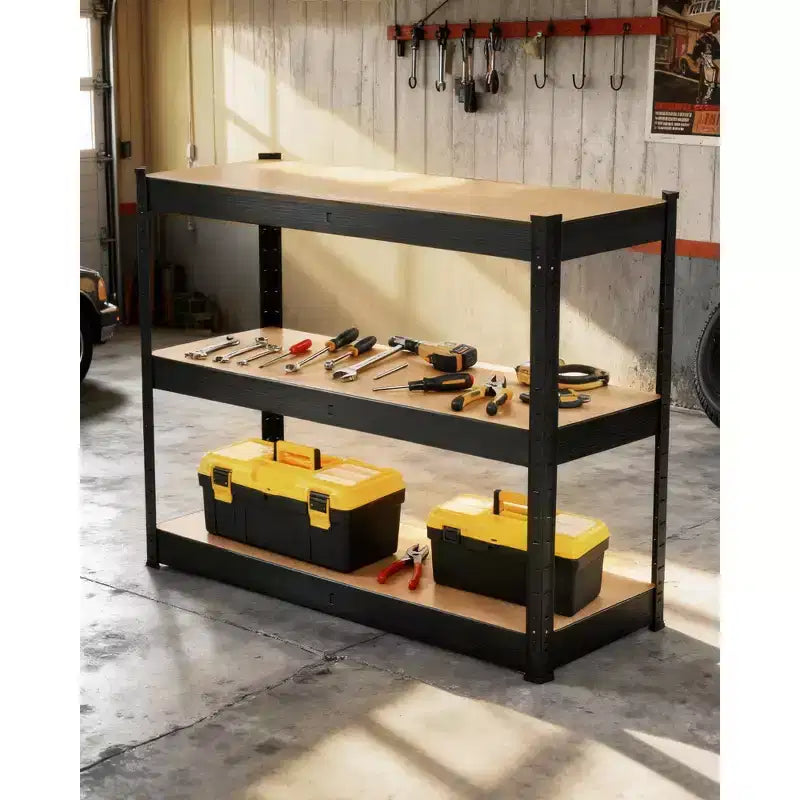 Estanterías de Almacenamiento, Unidad de Estanterías Metálicas Ajustables de 3 Niveles de Alta Resistencia, Estantería Industrial para Garaje, Almacén, Despensa, Armario