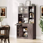 Cafetería con exquisitas puertas de granero, aparador con botellero, mueble de almacenamiento para cocina, comedor