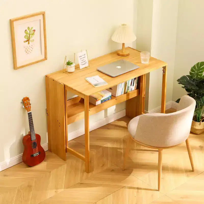 NAYSAYE Escritorio plegable, mesa de ordenador que ahorra espacio, mesa auxiliar para espacios pequeños, oficina en casa, dormitorio, residencia, natural, marrón, 32.68*21.26*29.92