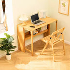 NAYSAYE Escritorio plegable, mesa de ordenador que ahorra espacio, mesa auxiliar para espacios pequeños, oficina en casa, dormitorio, residencia, natural, marrón, 32.68*21.26*29.92