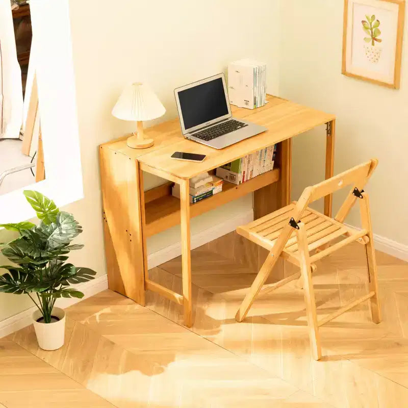 NAYSAYE Escritorio plegable, mesa de ordenador que ahorra espacio, mesa auxiliar para espacios pequeños, oficina en casa, dormitorio, residencia, natural, marrón, 32.68*21.26*29.92