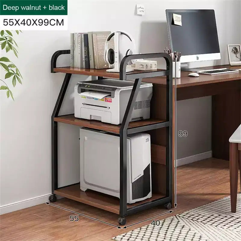 Soporte para impresora de 3 niveles con ruedas GustoWave, mesa para impresora móvil con estante de almacenamiento, carrito para impresora con ruedas para uso en oficina y oficina en casa