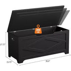 Puf de almacenamiento con patas irregulares, material de MDF, 39,4, patrón de rombos, negro, para salón y dormitorio