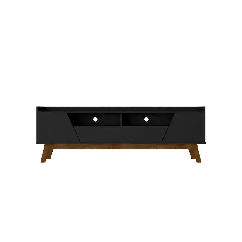 Marcus Mid-Century Modern 4 Shelf TV Stand for TVs up to 70" TVs, Cable Management - Manhattan Comfort