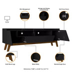 Mueble de TV moderno de mediados de siglo con 4 estantes para televisores de hasta 70", gestión de cables
