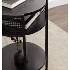 Mesa auxiliar redonda de madera y metal Urso, 16x15x25, negro