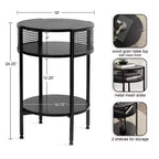 Mesa auxiliar redonda de madera y metal Urso, 16x15x25, negro