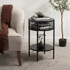 Mesa auxiliar redonda de madera y metal Urso, 16x15x25, negro