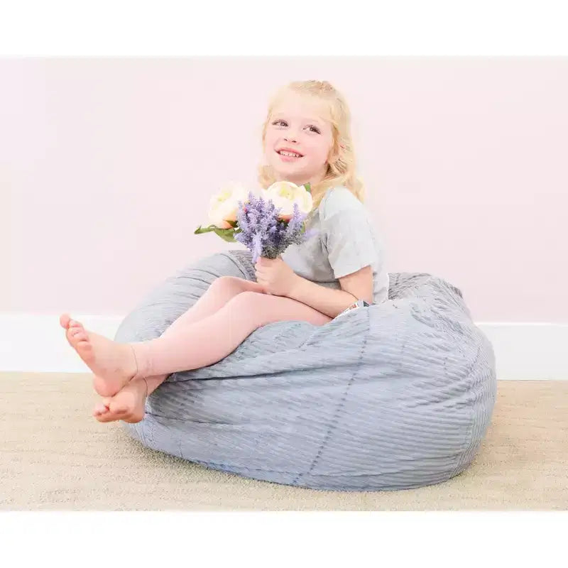 Funda de almacenamiento para pufs grandes de 33'' para animales de peluche y juguetes Stuff 'n Sit - Pana gris claro - Para niños pequeños y niños
